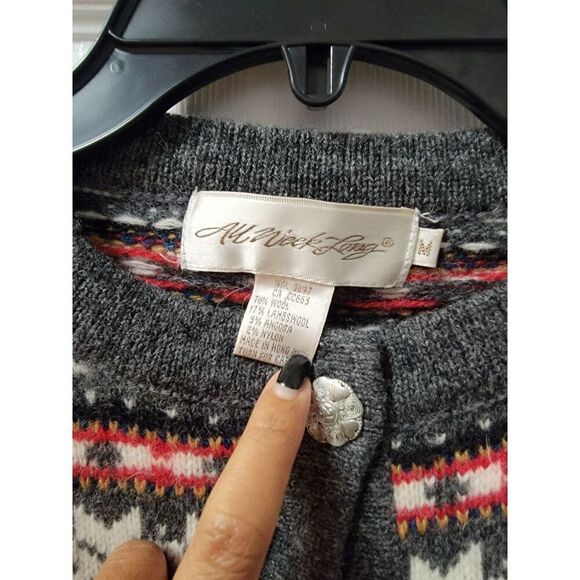 Vintage Snowflake Wool Knit Sweater M - Picture 5 of 6